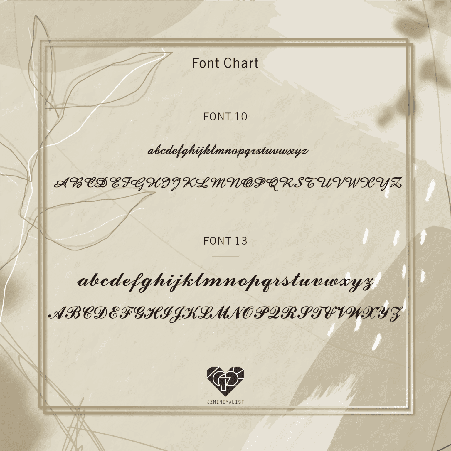 Font chart jz0002nm f