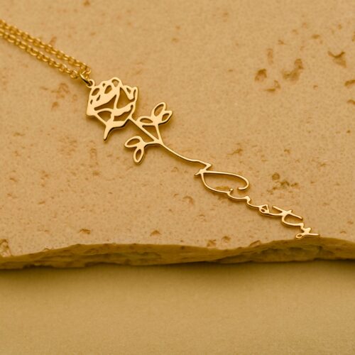 Personalized birthflower name necklace 1
