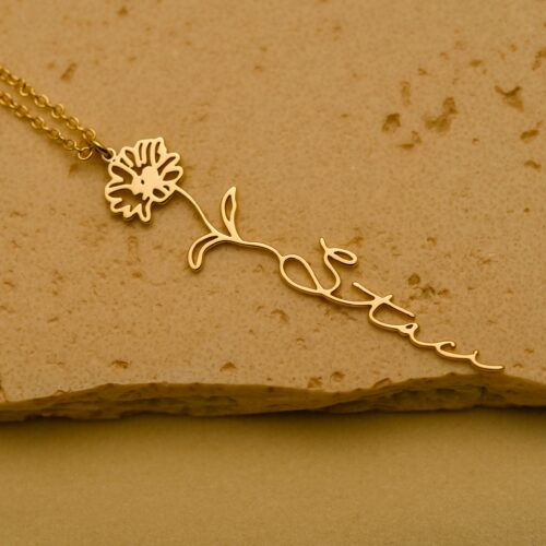 Personalized birthflower name necklace 1