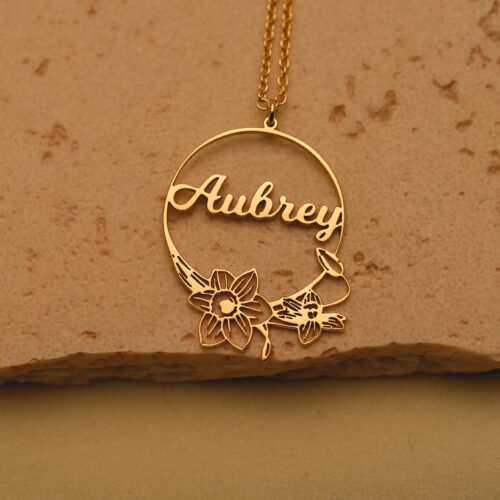 Personalized birthflower name necklace 1