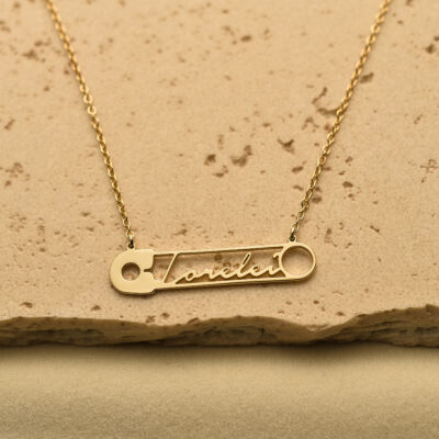 Personalized Safty Pin Name Necklace 1