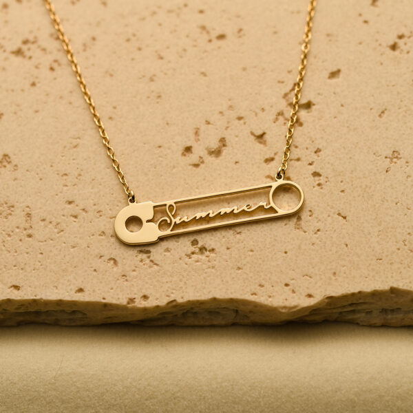 Personalized Safty Pin Name Necklace 1