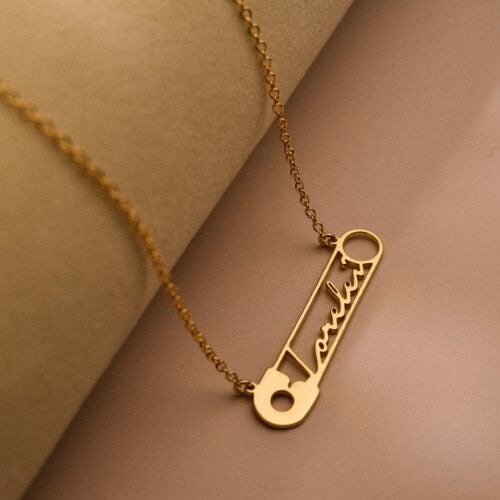 Personalized safty pin name necklace 2