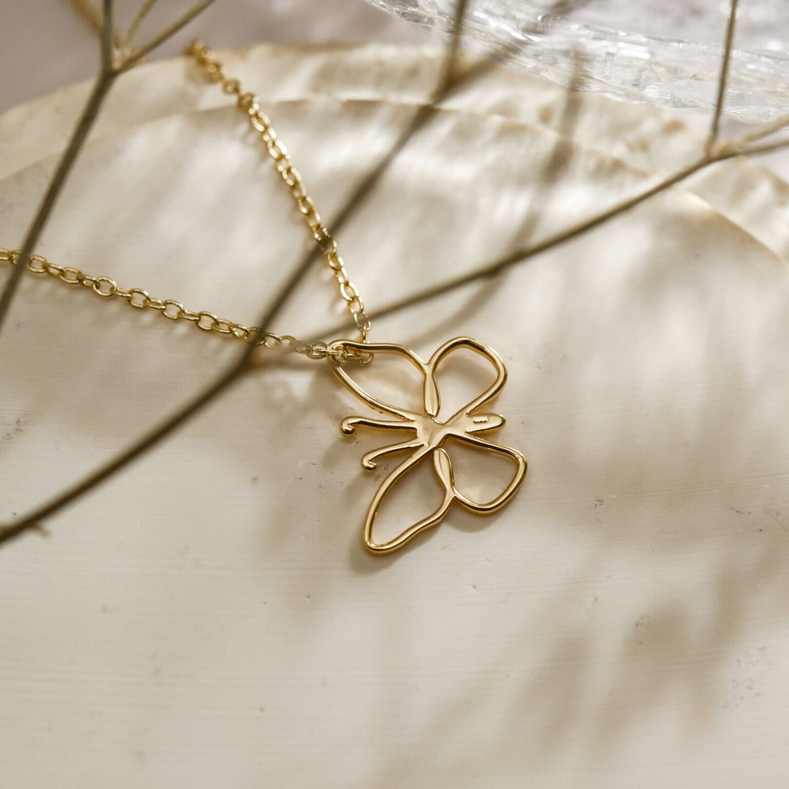 18K Gold Butterfly Necklace