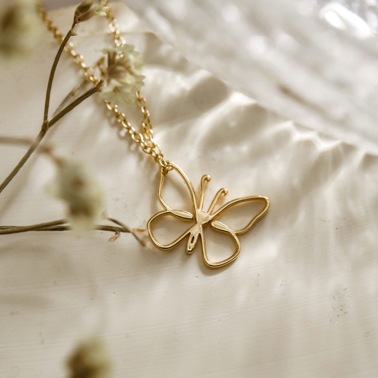 18K Gold Butterfly Necklace