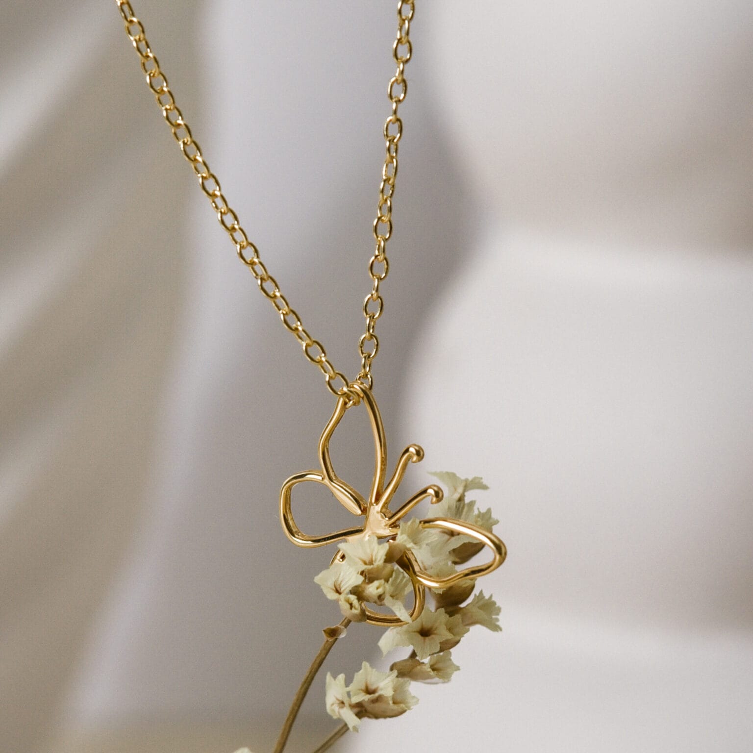 18K Gold Butterfly Necklace