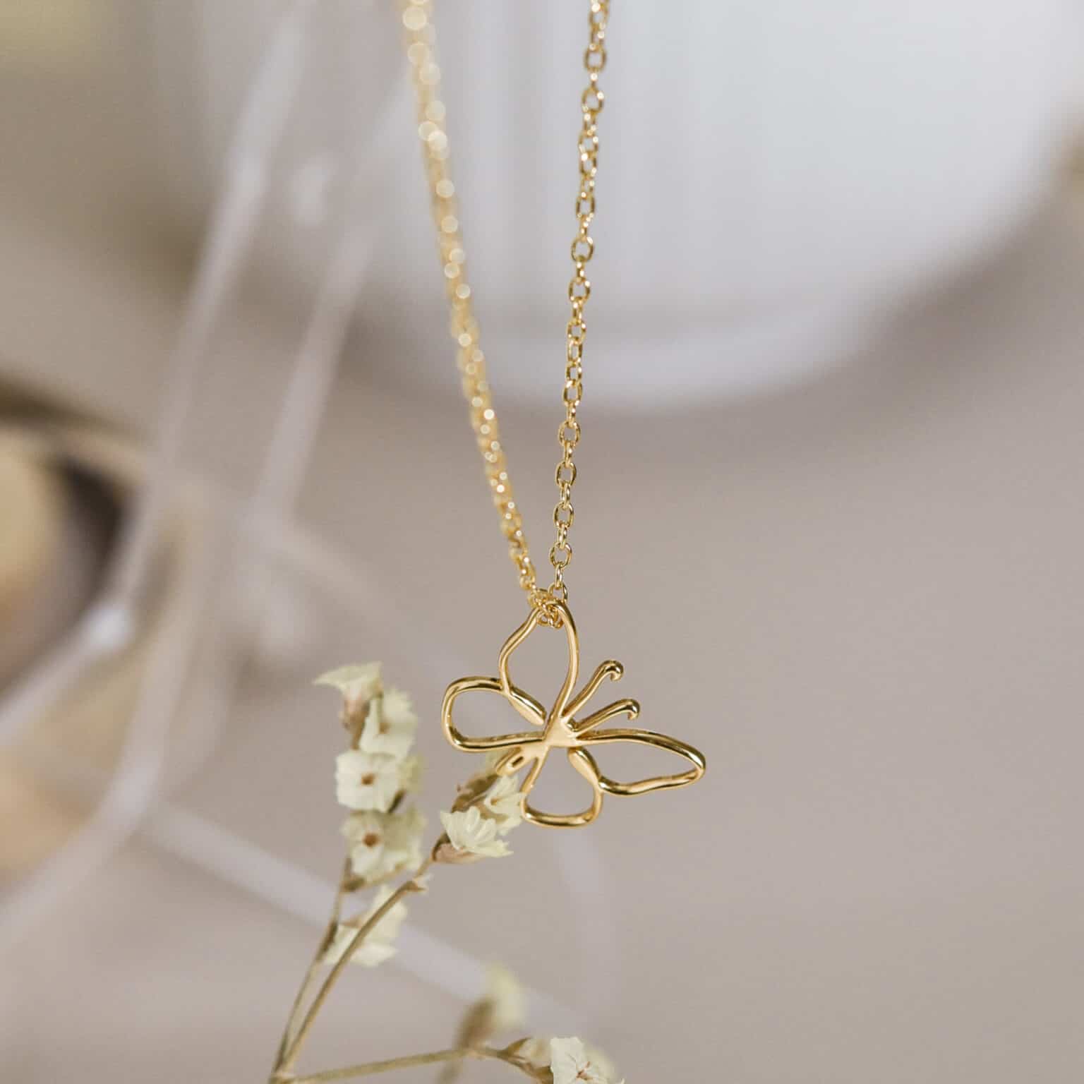 18K Gold Butterfly Necklace