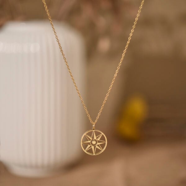 Gold compass necklace 1