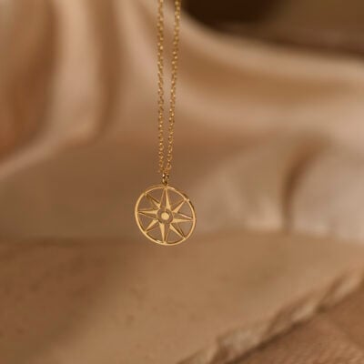 Gold compass necklace 2