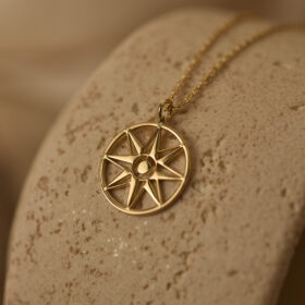 Gold compass necklace 3
