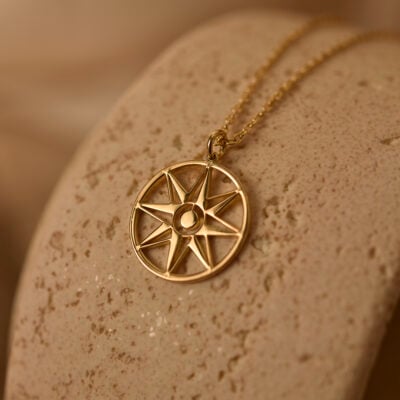 Gold compass necklace 3