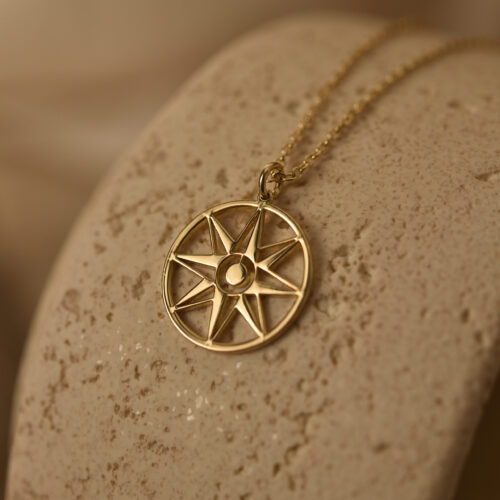 Gold compass necklace 3