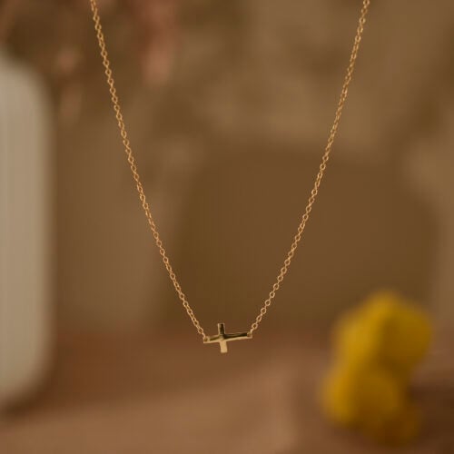 Gold cross necklace 1