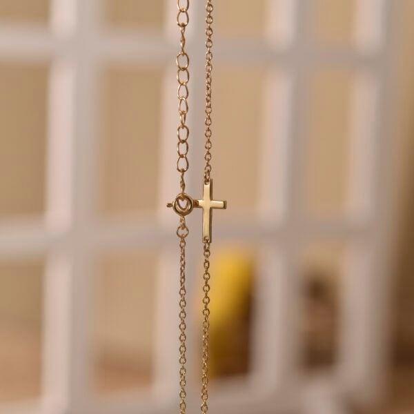 Gold cross necklace 2