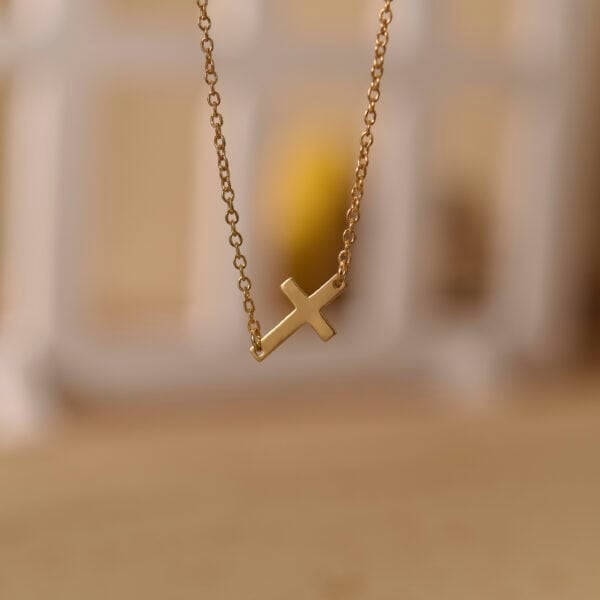 Gold cross necklace 3