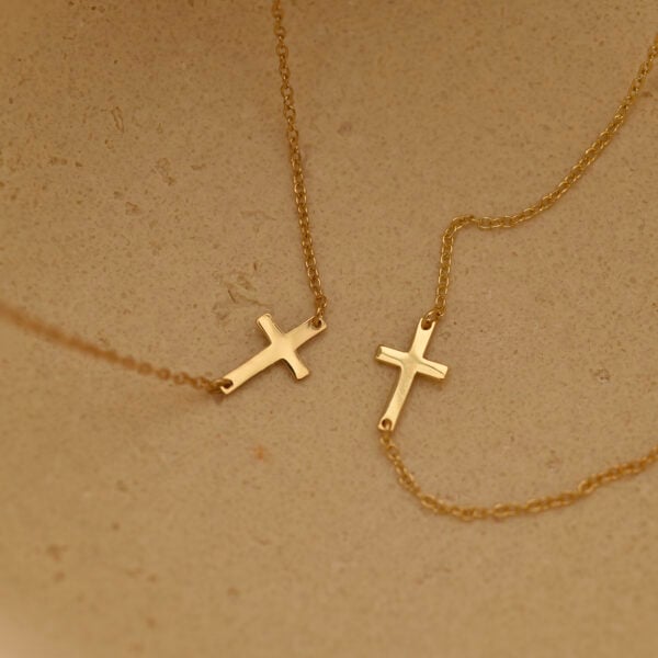 Gold cross necklace 4